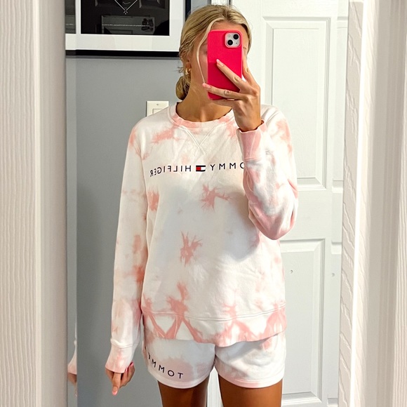 Tommy Hilfiger Pink & White Tie Dye Two Piece Set - Picture 1 of 8